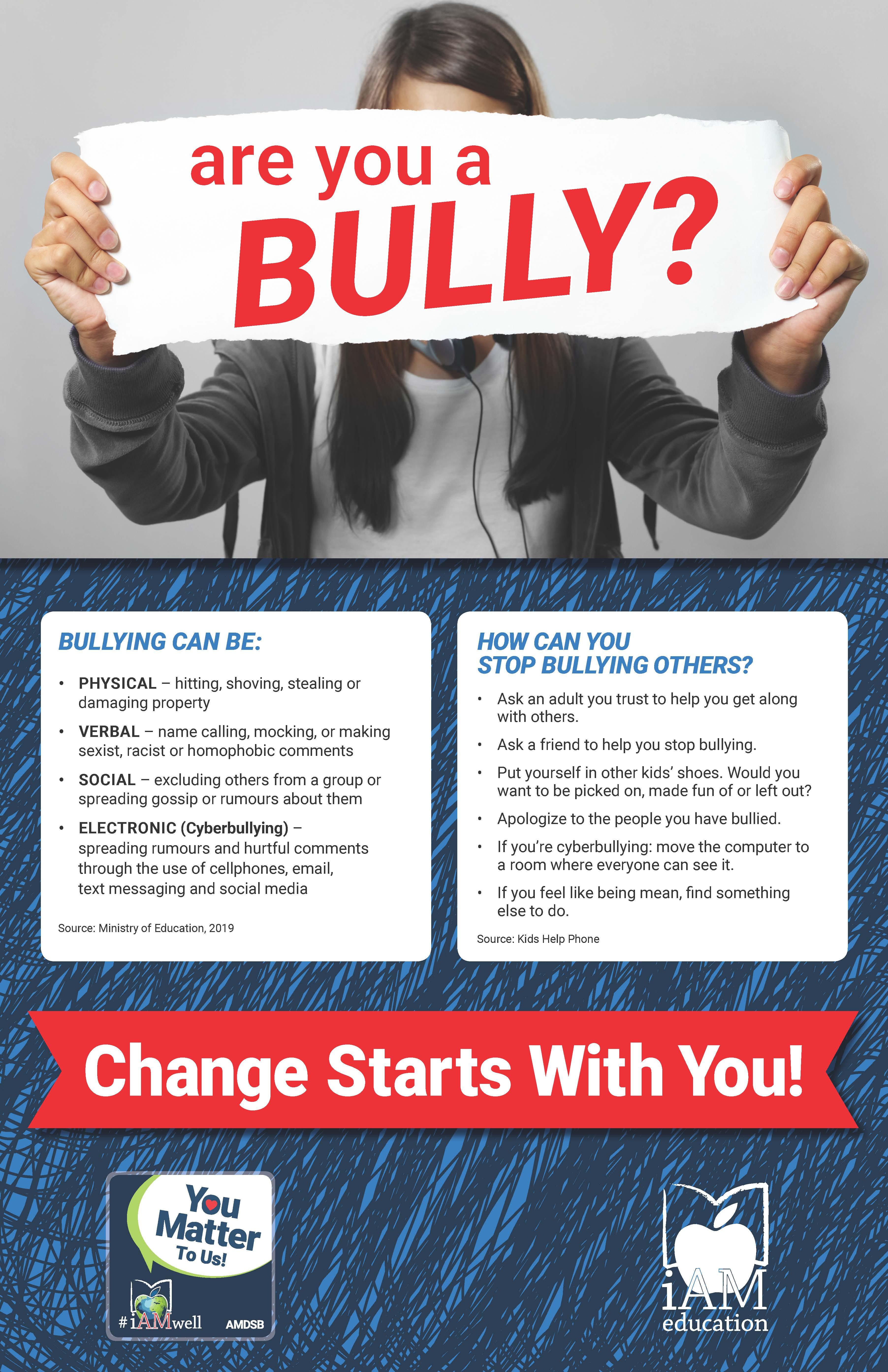 "Are you a bully?" poster (Follow the link below for the PDF version)